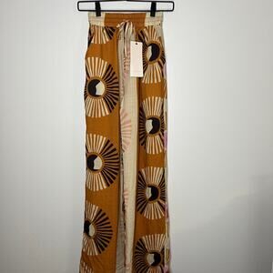 Ciebon Gina printed Women's retro sun wide leg drawstring pallazo pants